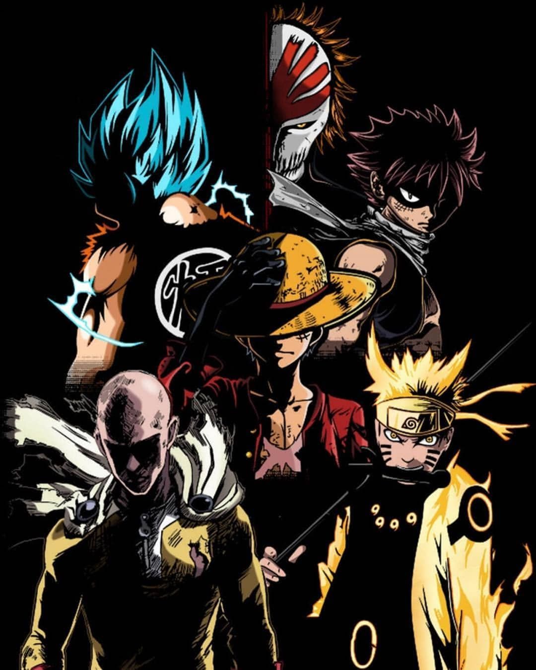 1080x1349 No hay texto alternativo automático disponible. One piece naruto bleach wallpaper, Manga crossover wallpaper, Naruto goku luffy wallpaper