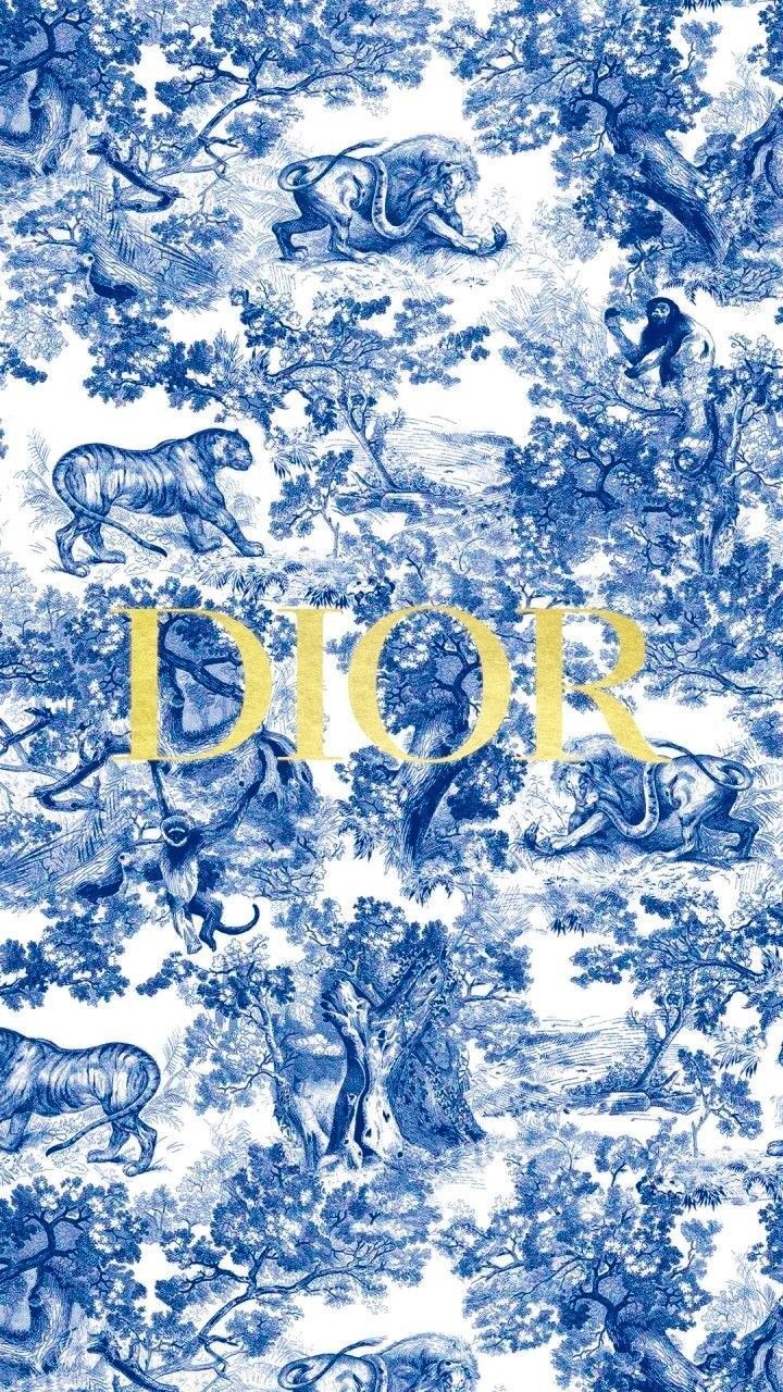 720x1280 Iconic Dior Wallpaper with Animals and Trees. Dior toile de jouy wallpaper iphone, Blue dior wallpaper aesthetic, Christian dior