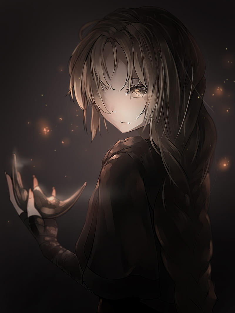 800x1068 Anime, anime girls, long hair, gray eyes, fire keeper, grey hair, braids, looking back, HD phone wallpaper