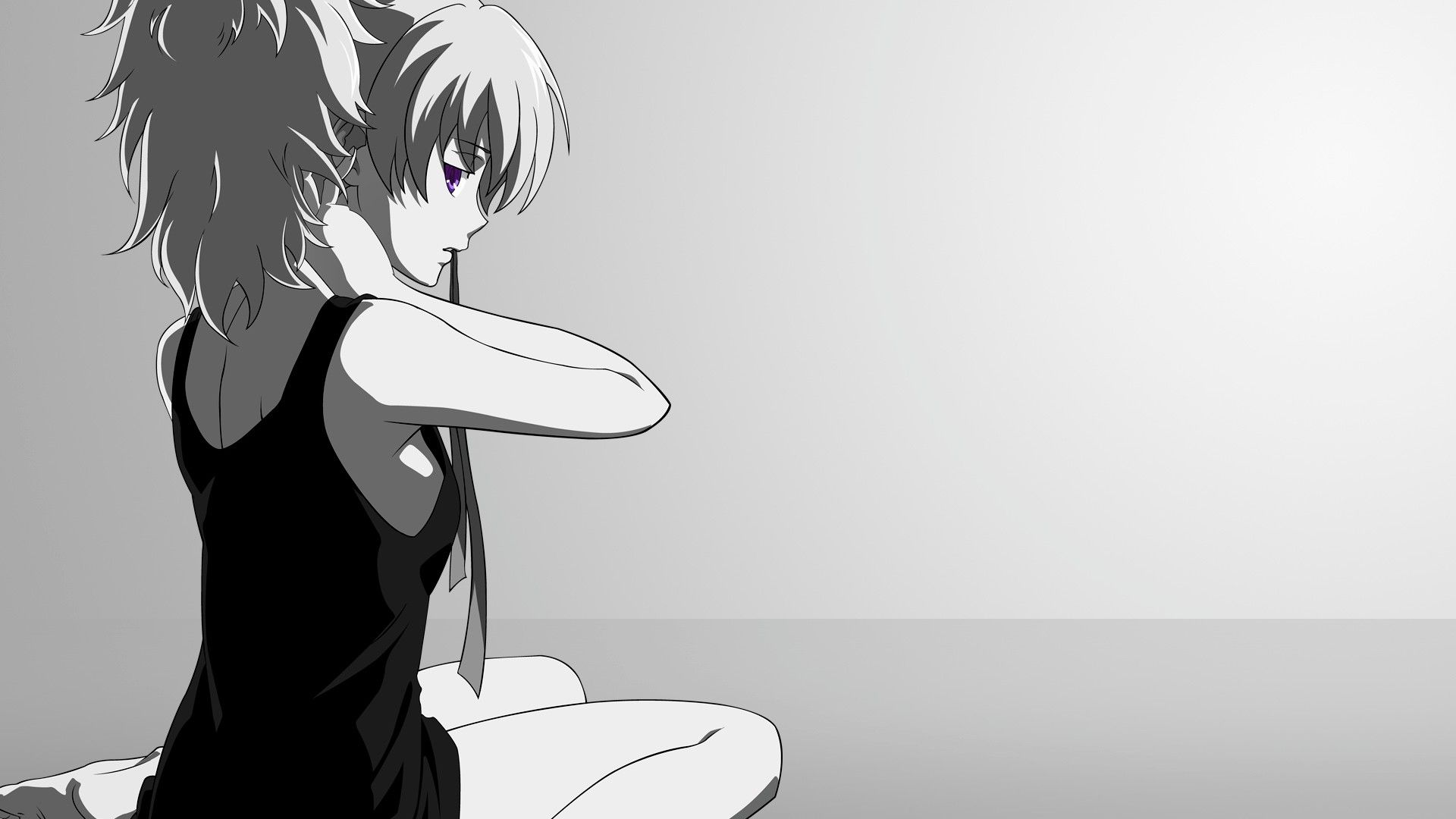 1920x1080 Aesthetic Gray Anime Girl Laptop Wallpaper