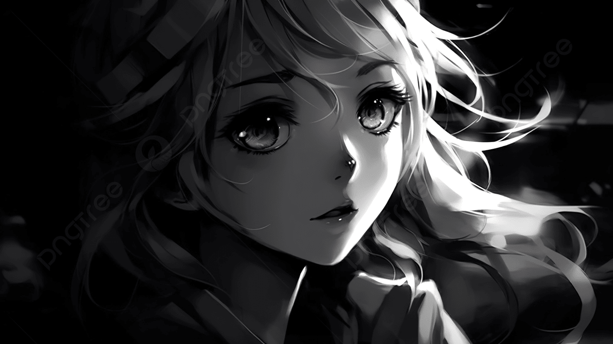 1200x673 The Anime Girl Looks Sad As She Stares Into Space, Anime Picture Black And White, Animal, Black Background Image And Wallpaper for Free Download