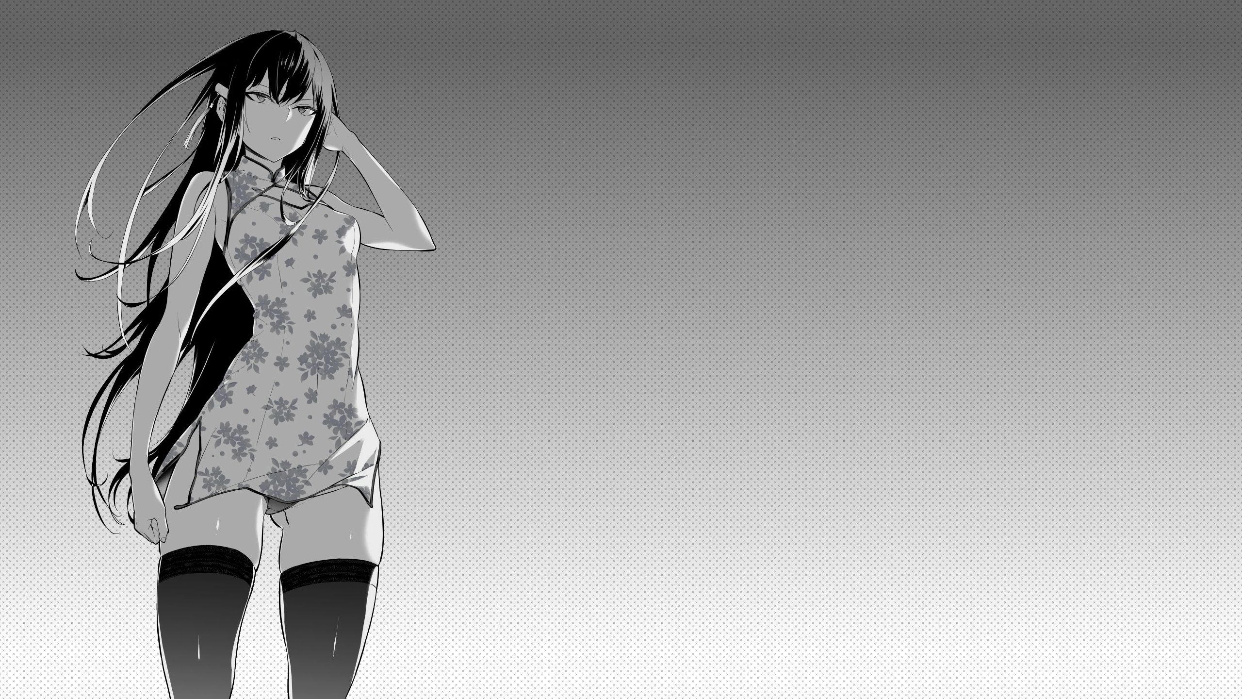 2560x1440 Wallpaper girl, brunette, anime for mobile and desktop, section девушки, resolution 2560x1440