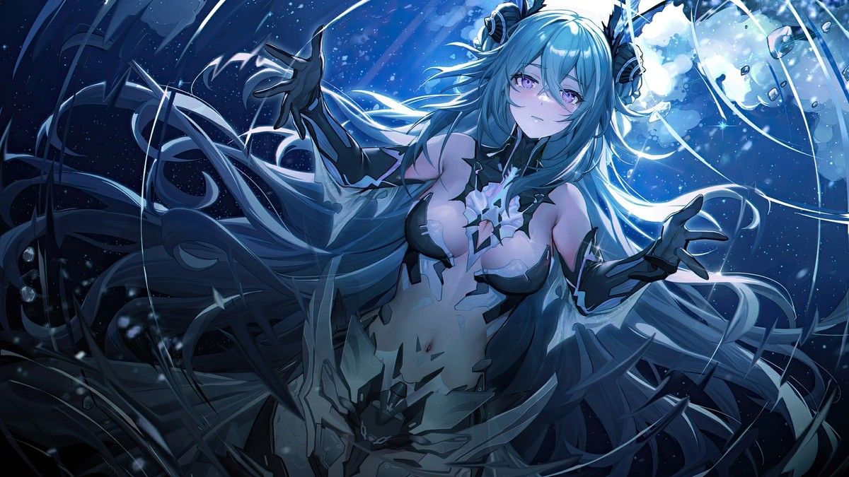 1200x675 Anime girls punishing gray raven lamia looking at Playmat Gaming Mat Desk