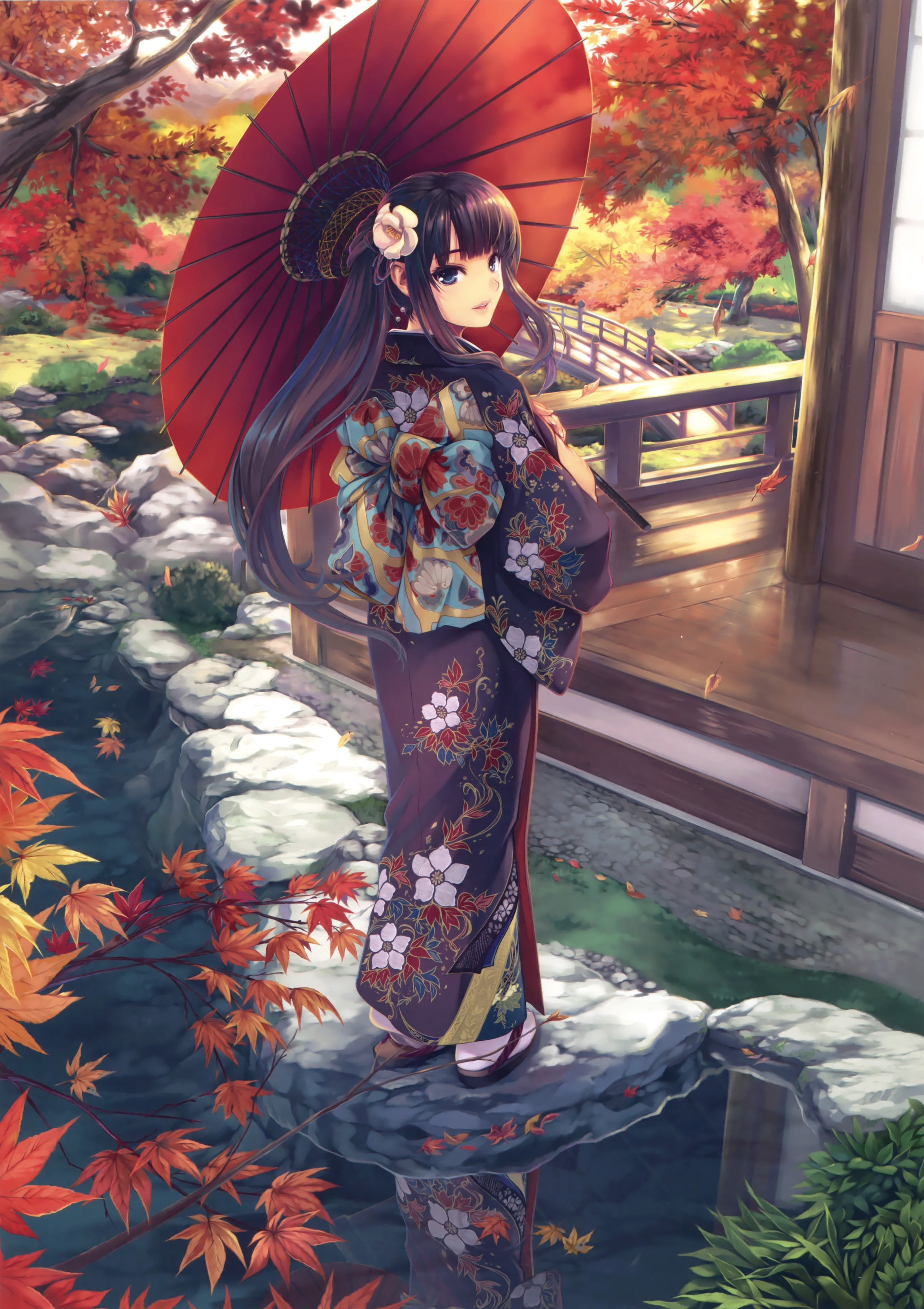 2330x3300 Gray Haired Female Anime Character Wearing Kimono Illustration, Anime HD Wallpaper
