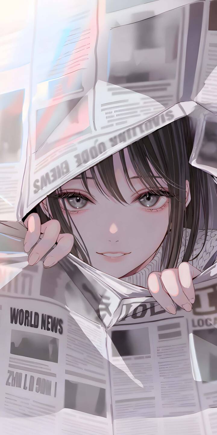 720x1440 Anime Girl Newspaper 4K Wallpaper 1170x2532 Wallpaper For IPhone 12 13 IPhone 12 13 Pro