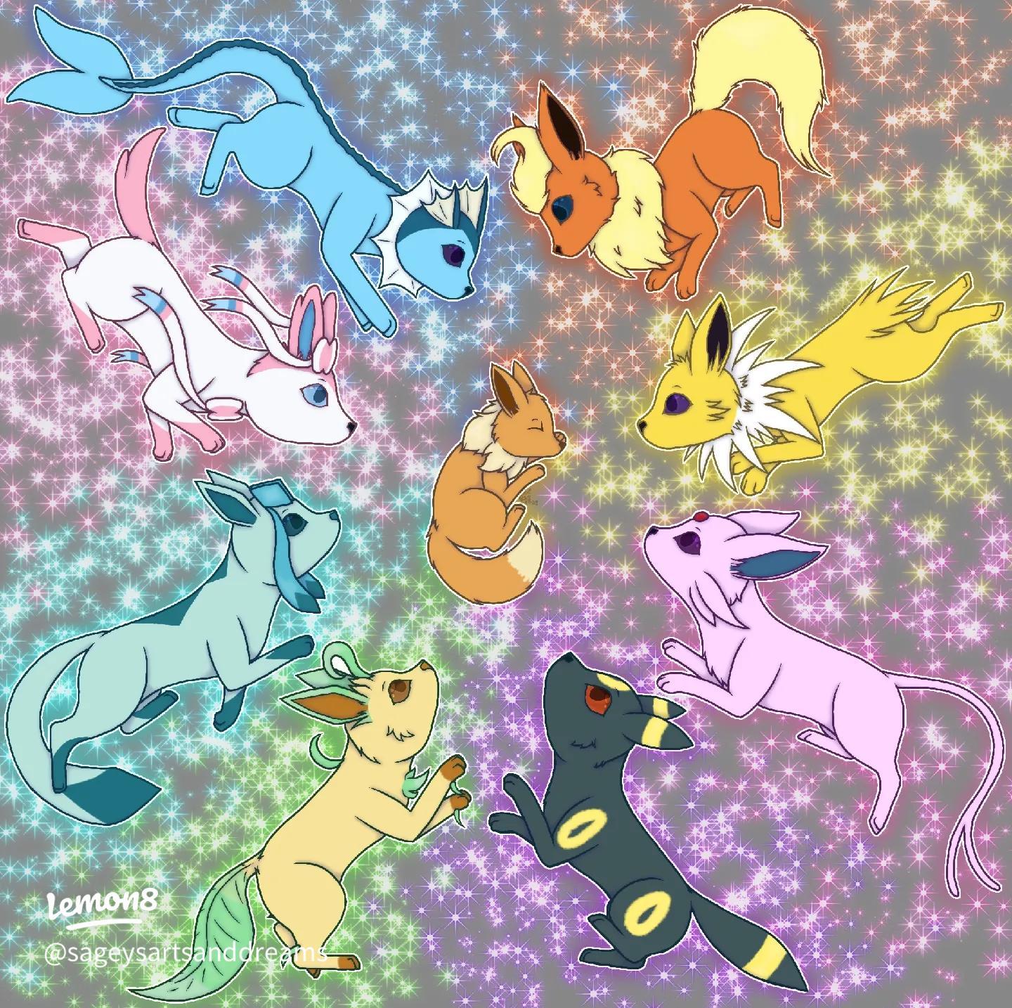 1440x1434 Cute Eevee & Eeveelutions Fan Art. Perfect Wallpaper! ✨