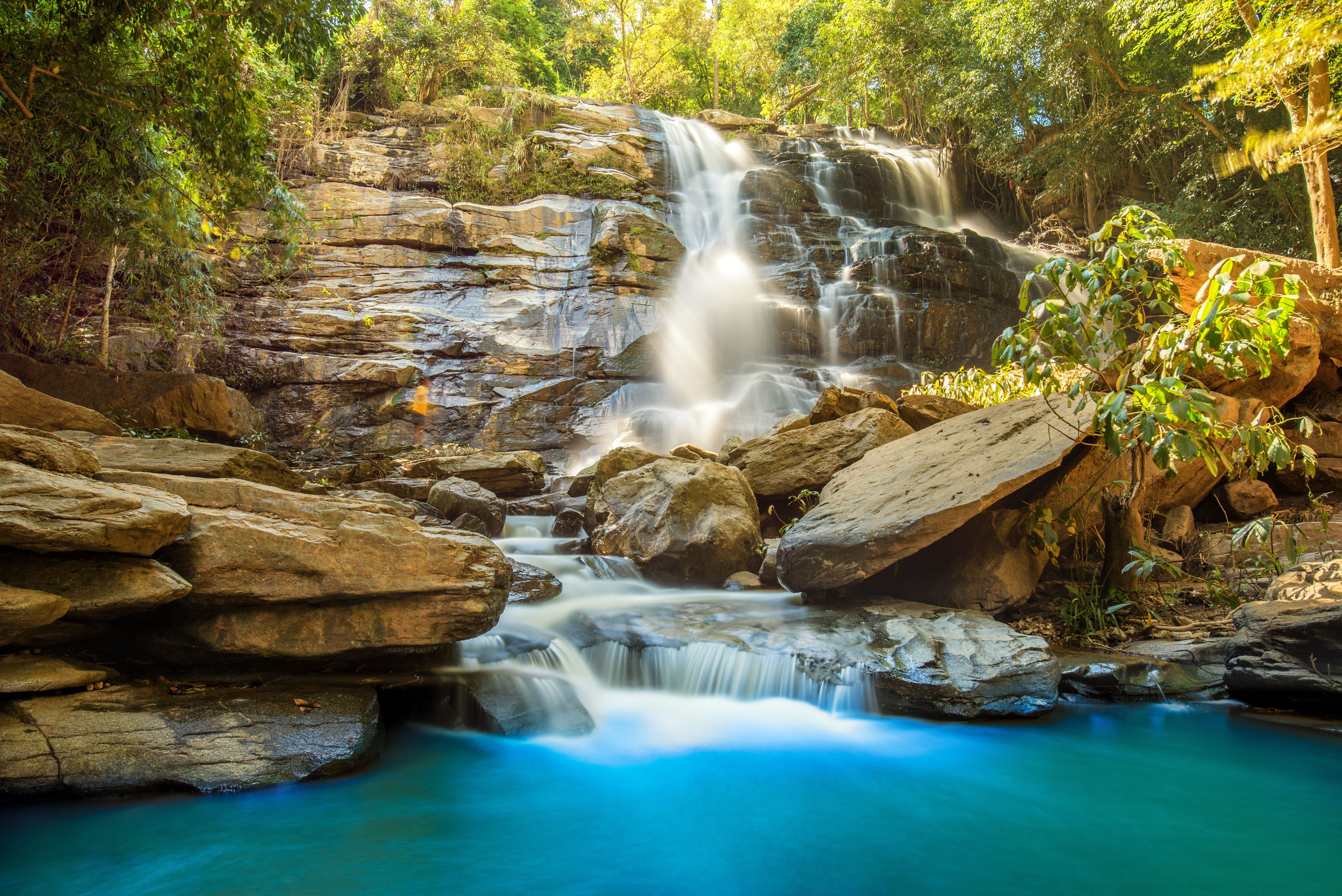 6016x4016 Wallpaper landscape, forest, river, beautiful, tropical, waterfall, waterfall, jungle for mobile and desktop, section природа, resolution 6016x4016