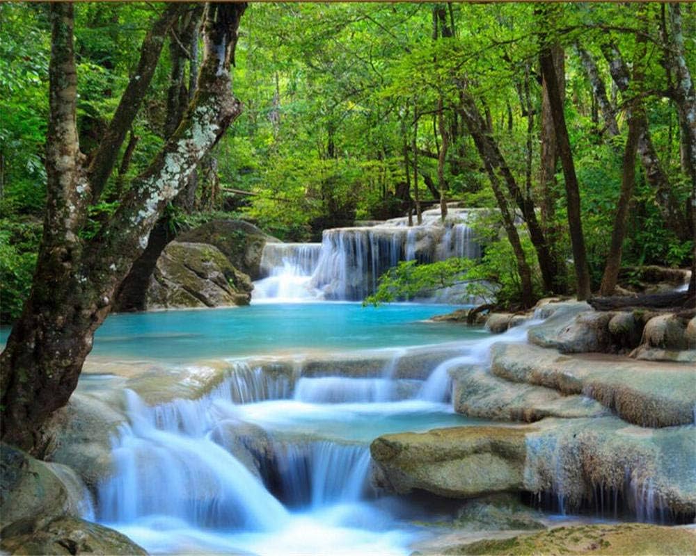 1000x800 HANGERXSJ 3D Definition Forest Rivers Waterfalls Photo 3D Wallpaper Living Room Bedroom Decoration Photo 3D Wallpaper Mural, 400 * 280Cm: Buy Online