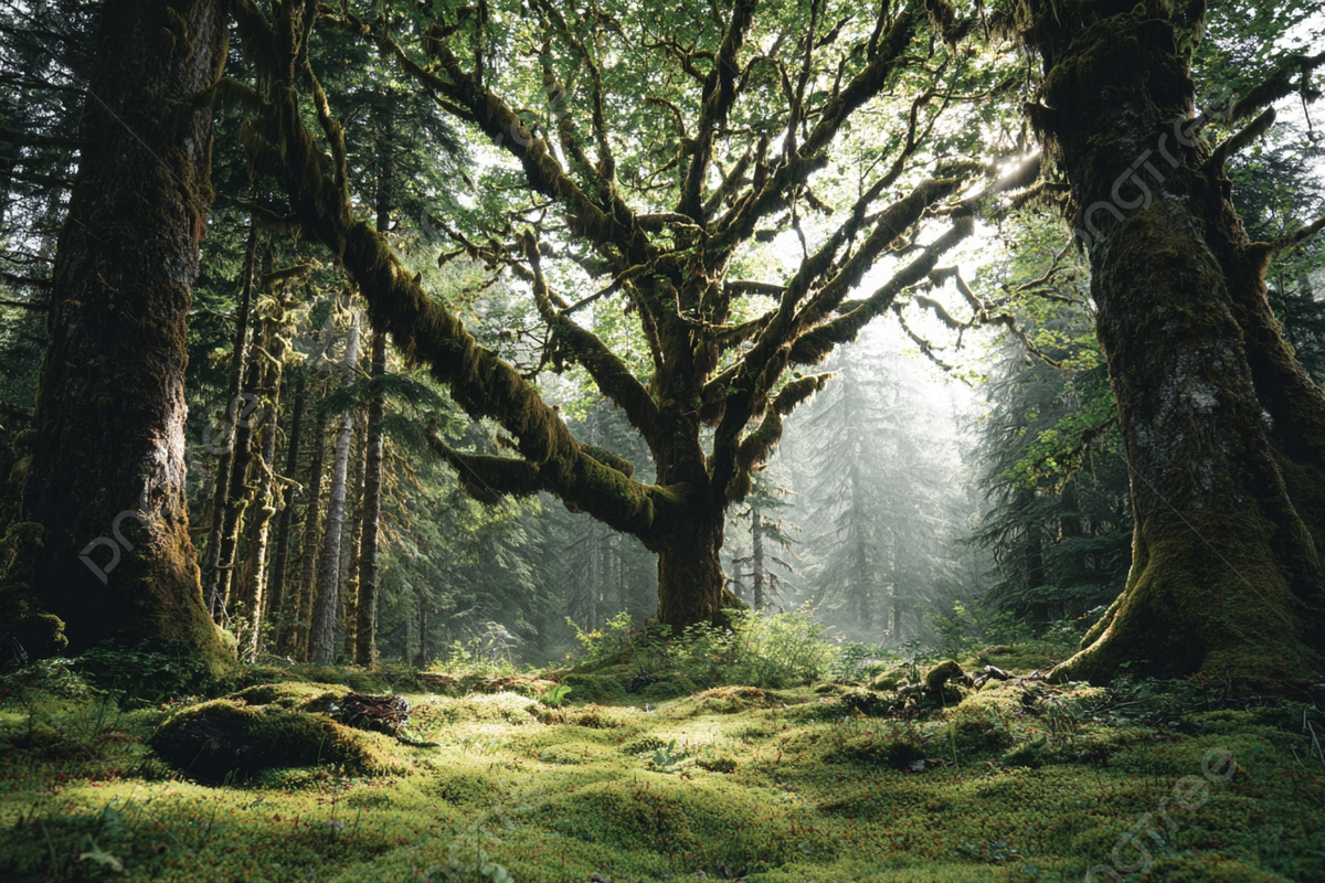 1200x800 Majestic Forest Scene With Ancient Trees And Ethereal Mist, Forest, Trees, Leaves Background Image And Wallpaper for Free Download