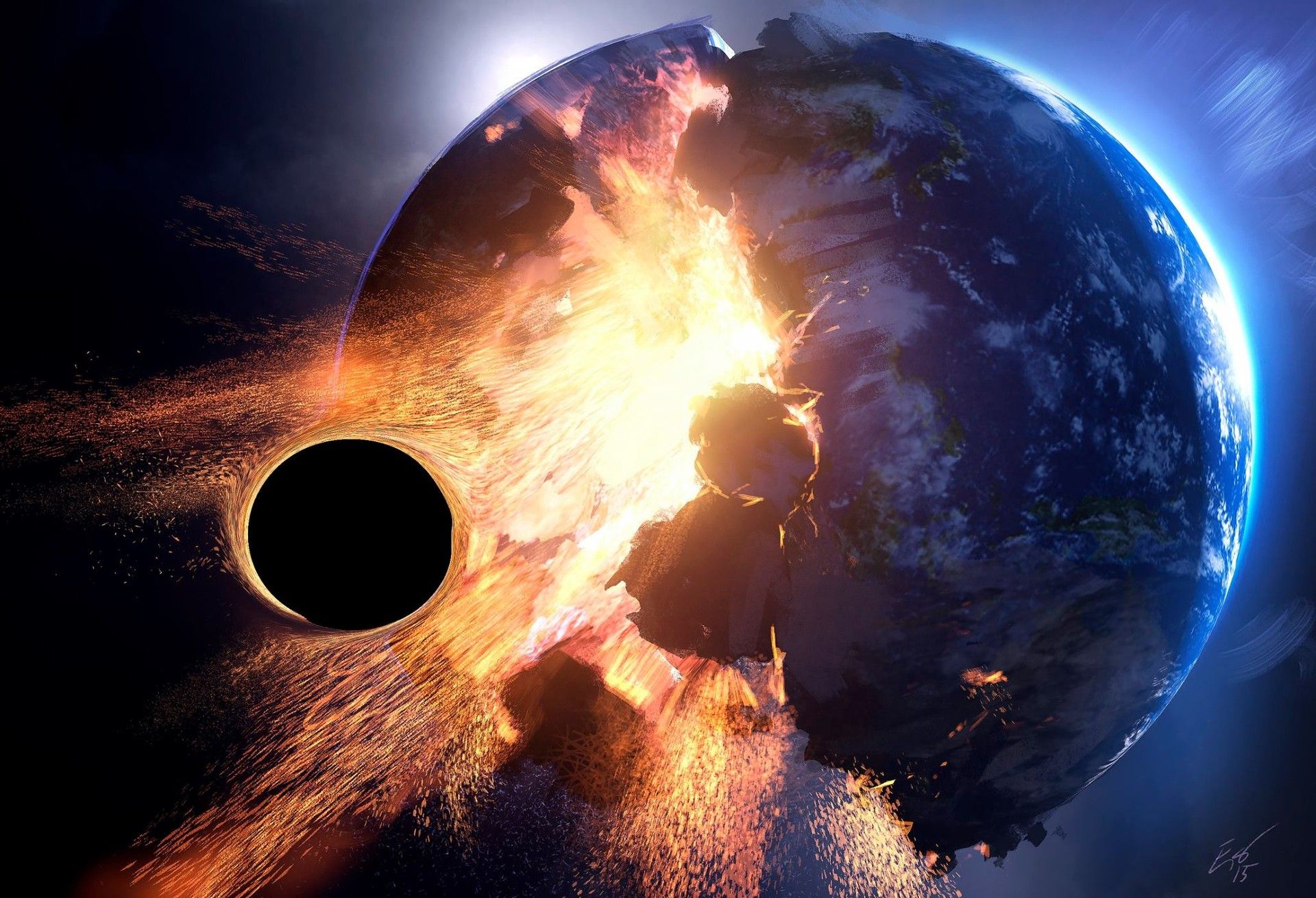 1920x1311 Download Explosion Space Planet Sci Fi Collision HD Wallpaper by Espen Olsen Sætervikx1311