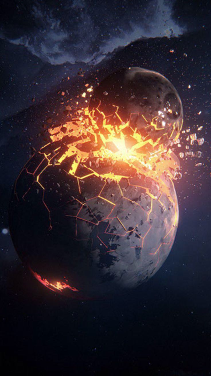 736x1308 Stunning Earth Explosion Wallpaper. Tiamat phone wallpaper, Cracked planet, Colliding planets background