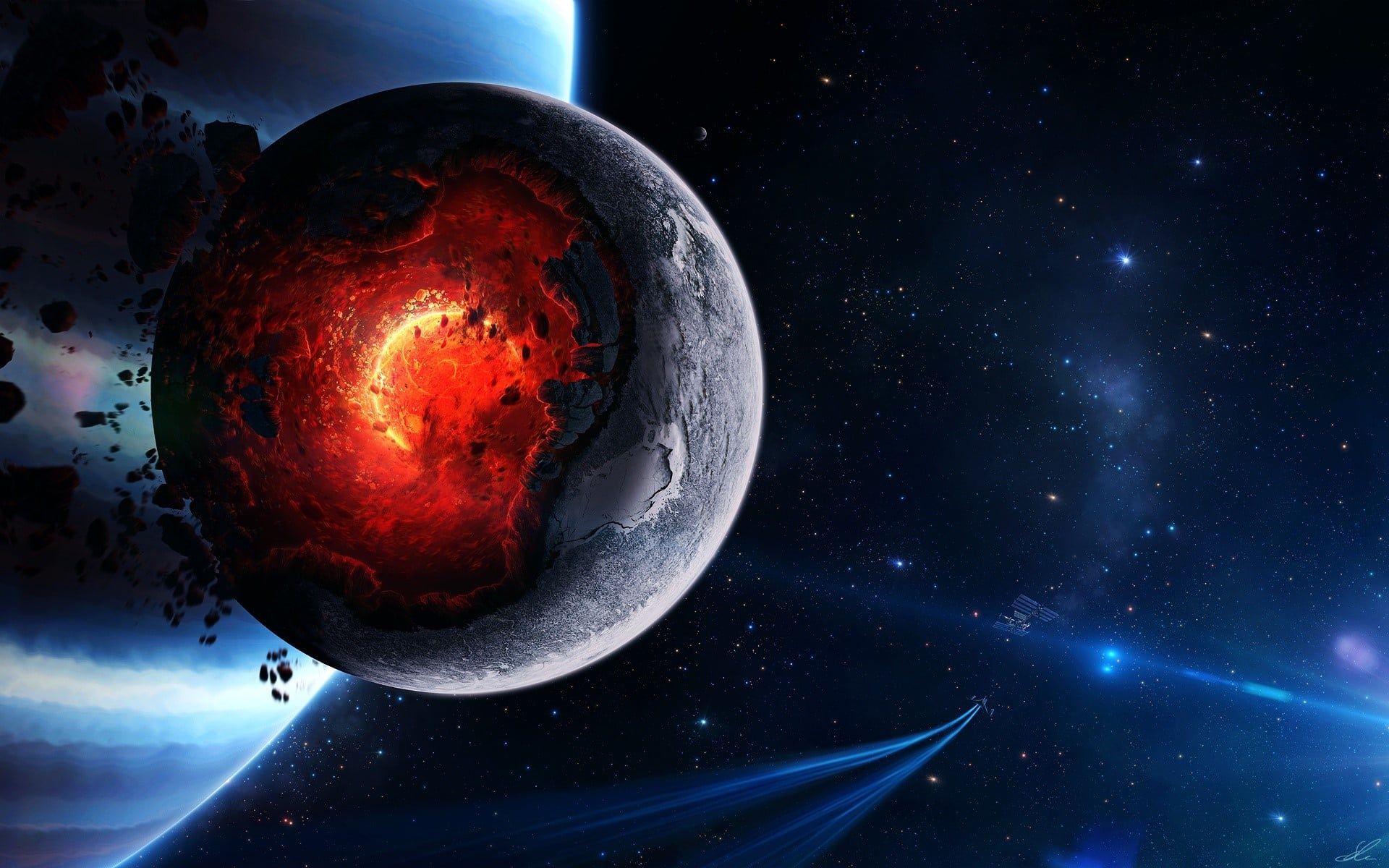 1920x1200 The core of the planet exploding Wallpaper for Desktop