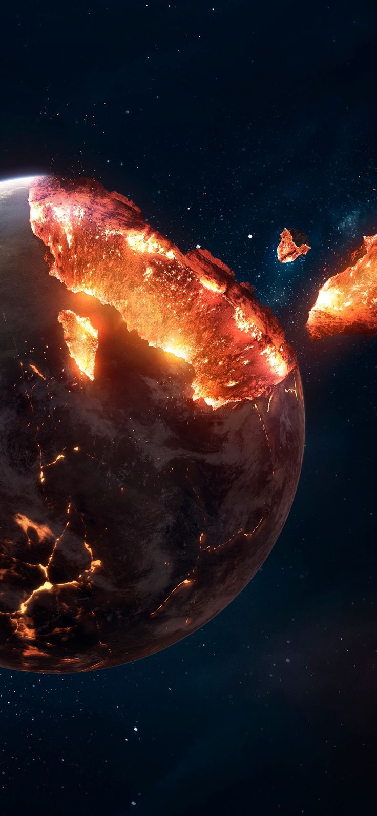 736x1592 The Earth Exploding Stunning Space Art. Earth on fire wallpaper, Earth explosion background, Fire