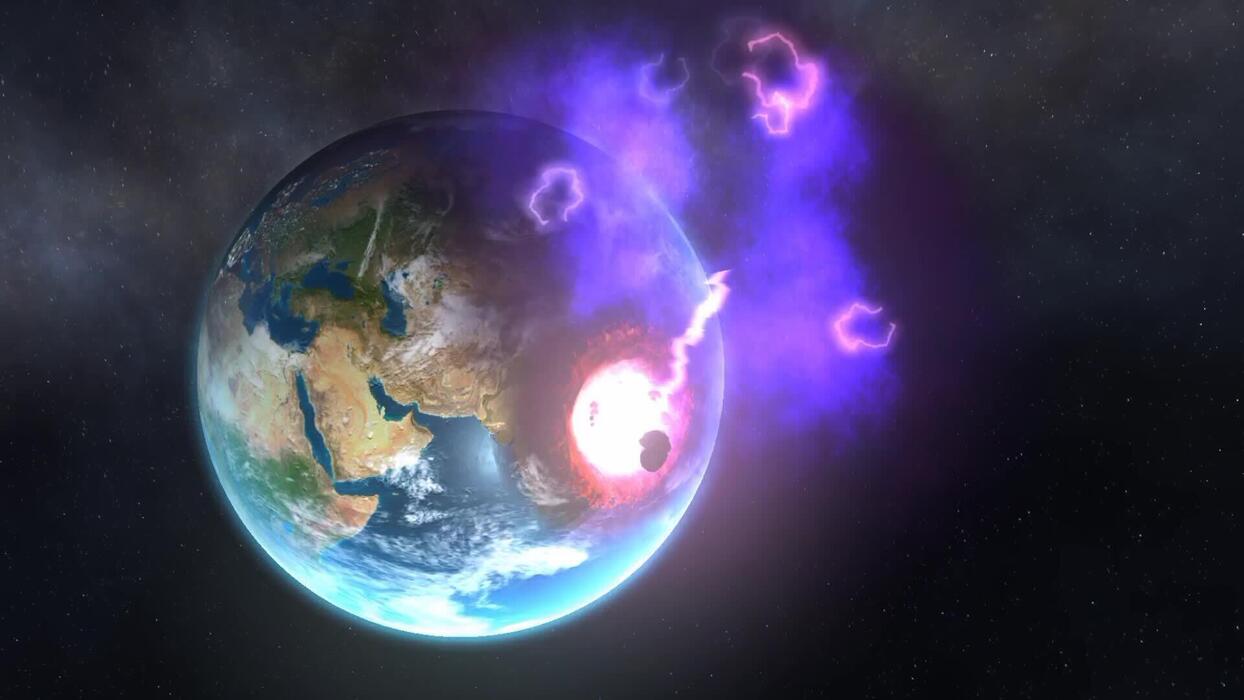 1244x700 Earth destroy, damage by powerful magical cosmic energy 3D animation video