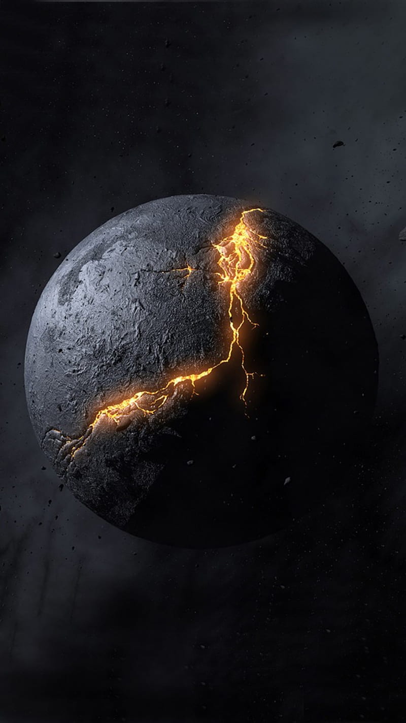 800x1423 Exploding Planet, abstract, black, dark, fire, nice, sad, sky, space, yellow, HD phone wallpaper