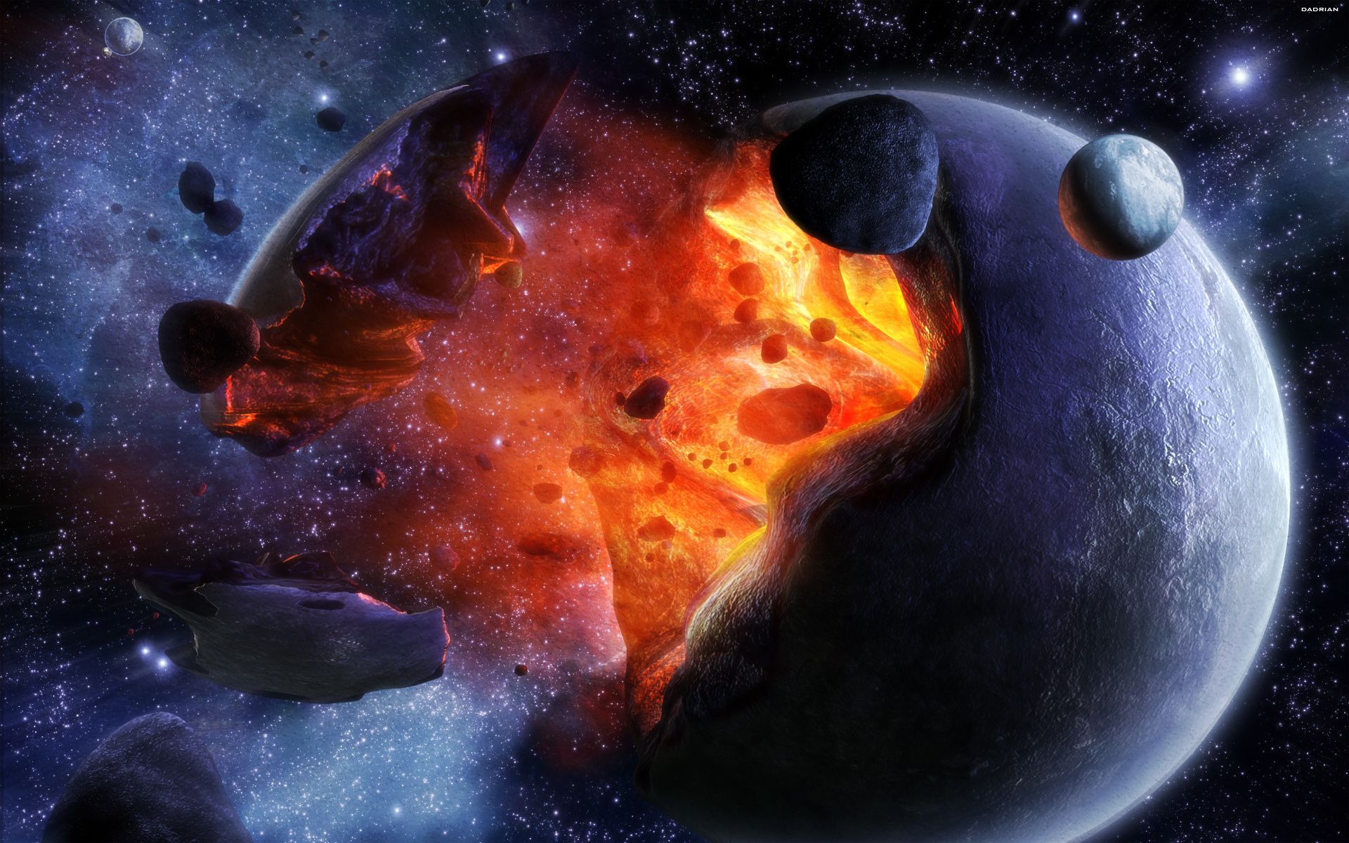 1920x1200 Desktop wallpaper: Space, Explosion, Planet, Sci Fi, Asteroid 4K free download for PC. 780613