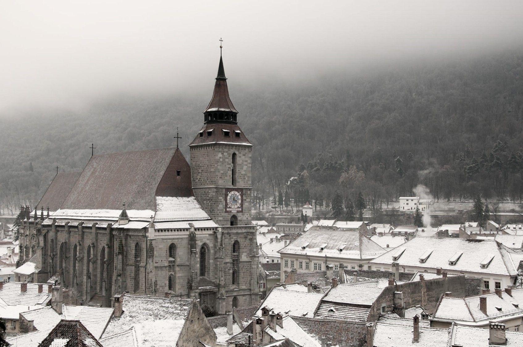 1694x1125 Brasov, Romania, Snow, City, Church Wallpaper HD / Desktop and Mobile Background