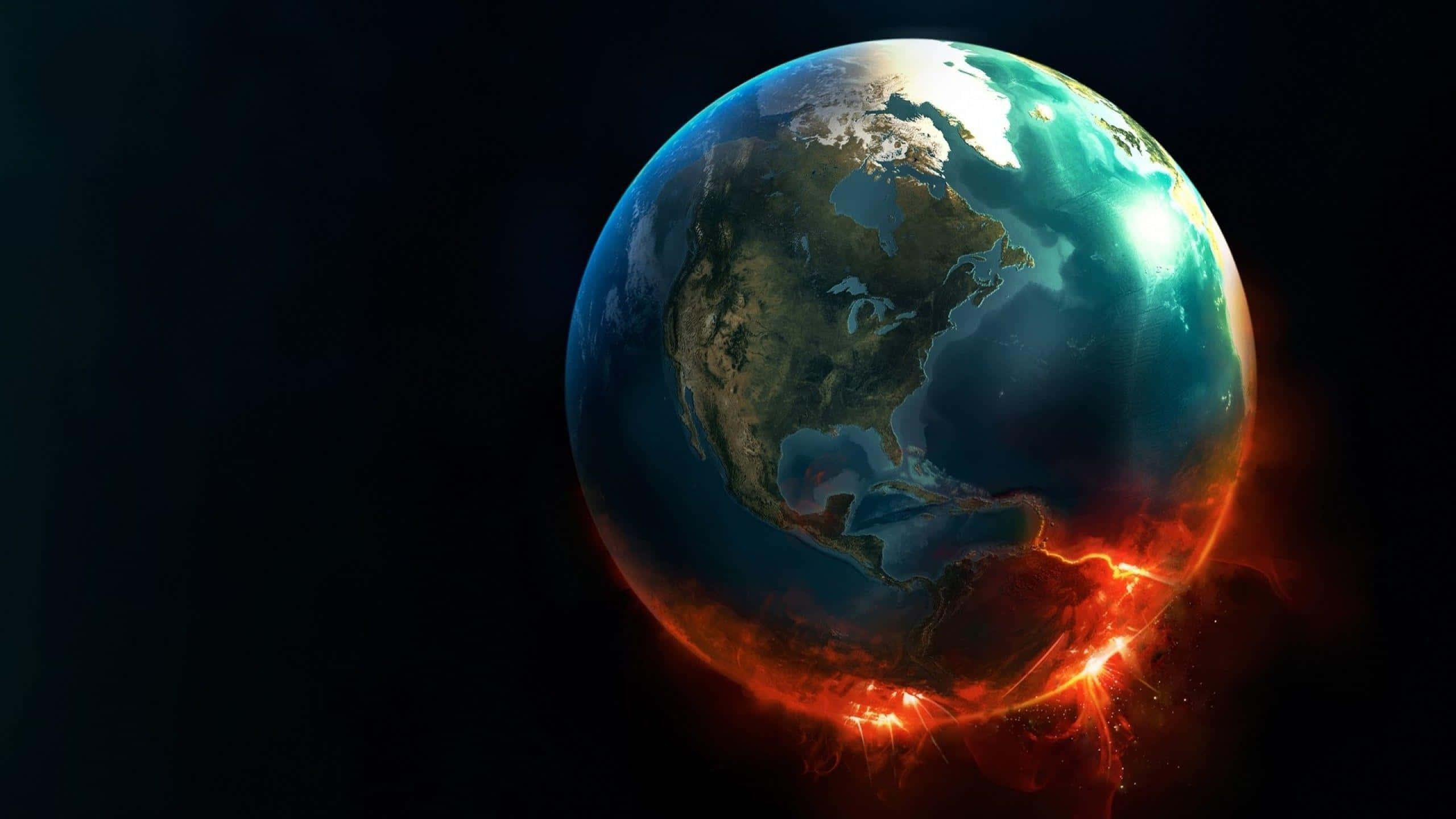 2560x1440 Download a planet with fire and flames on it Wallpaper