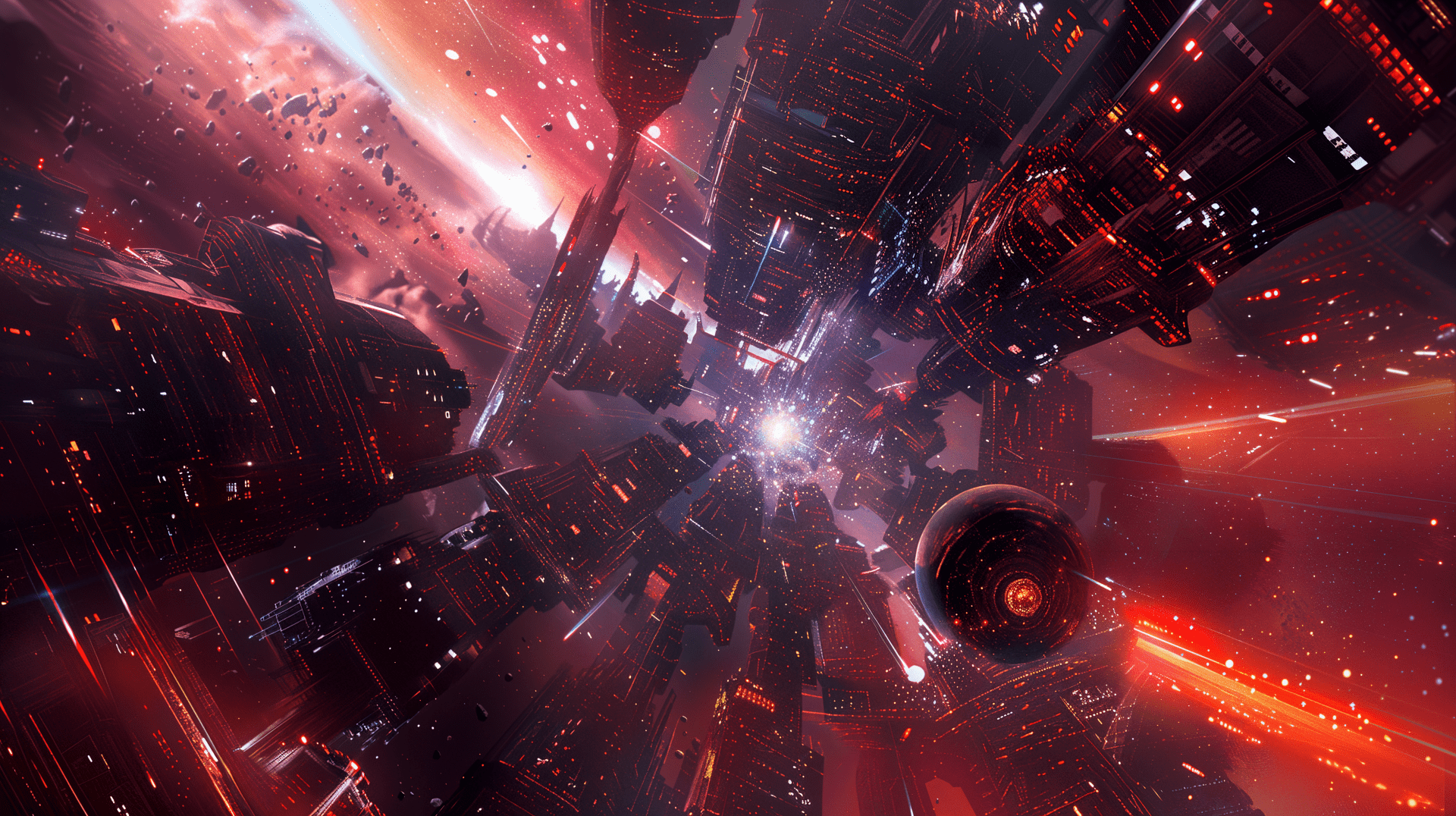 1920x1076 Cosmic Citadel: A 4K Ultra HD Space Opera Megastructure Wallpaper