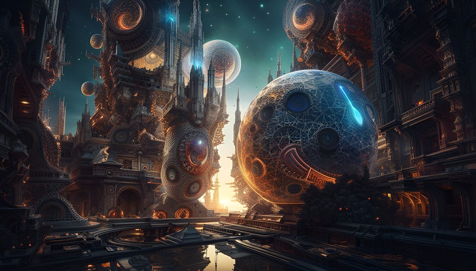 1600x914 megastructure in space Space City: Geometric Abs