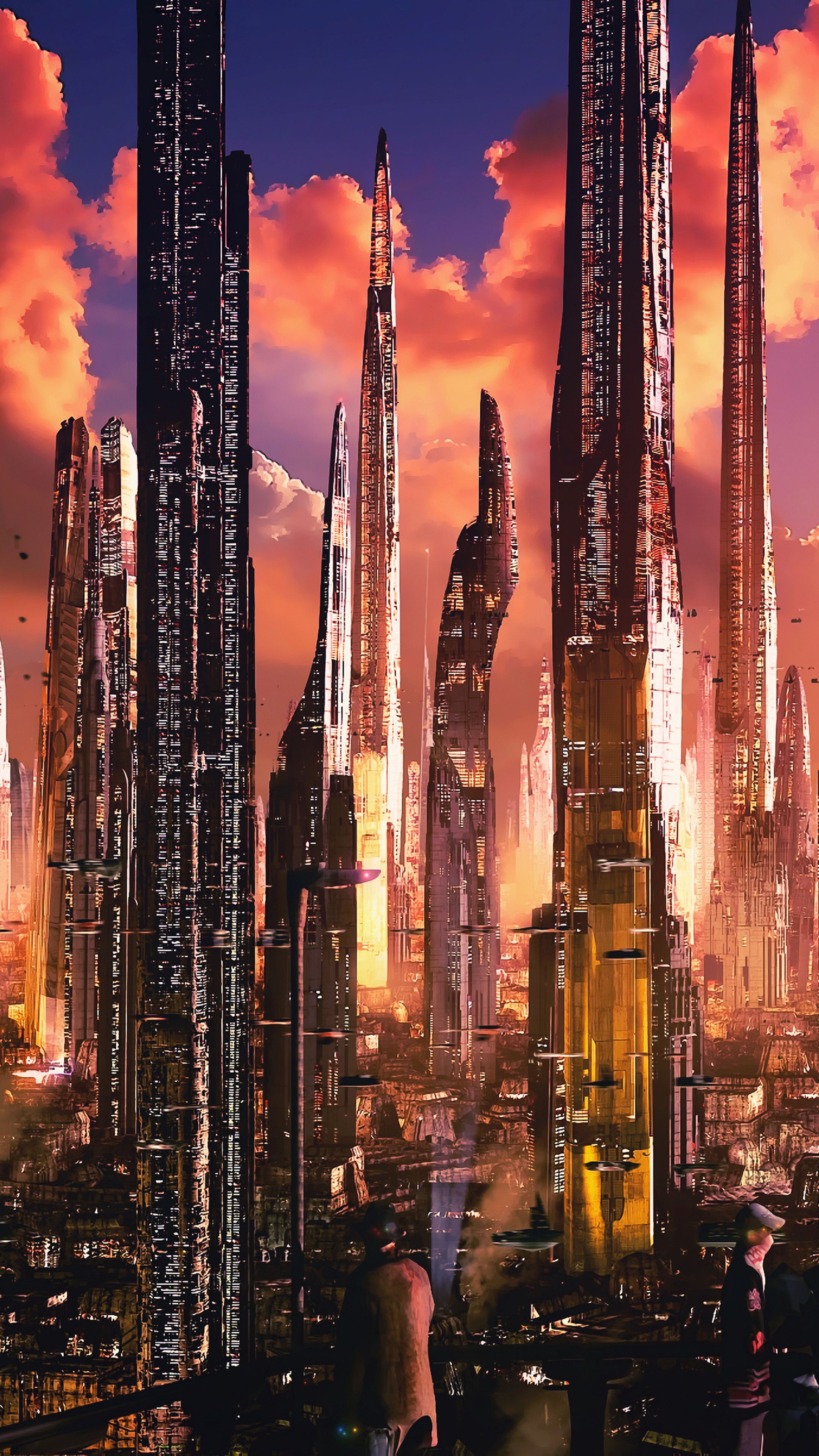 2160x3840 Futuristic City Skyline Wallpaper