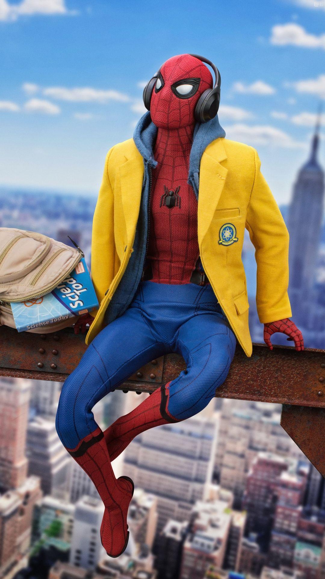 1080x1920 Spiderman listening music Mobile Wallpaper Mobile Walls