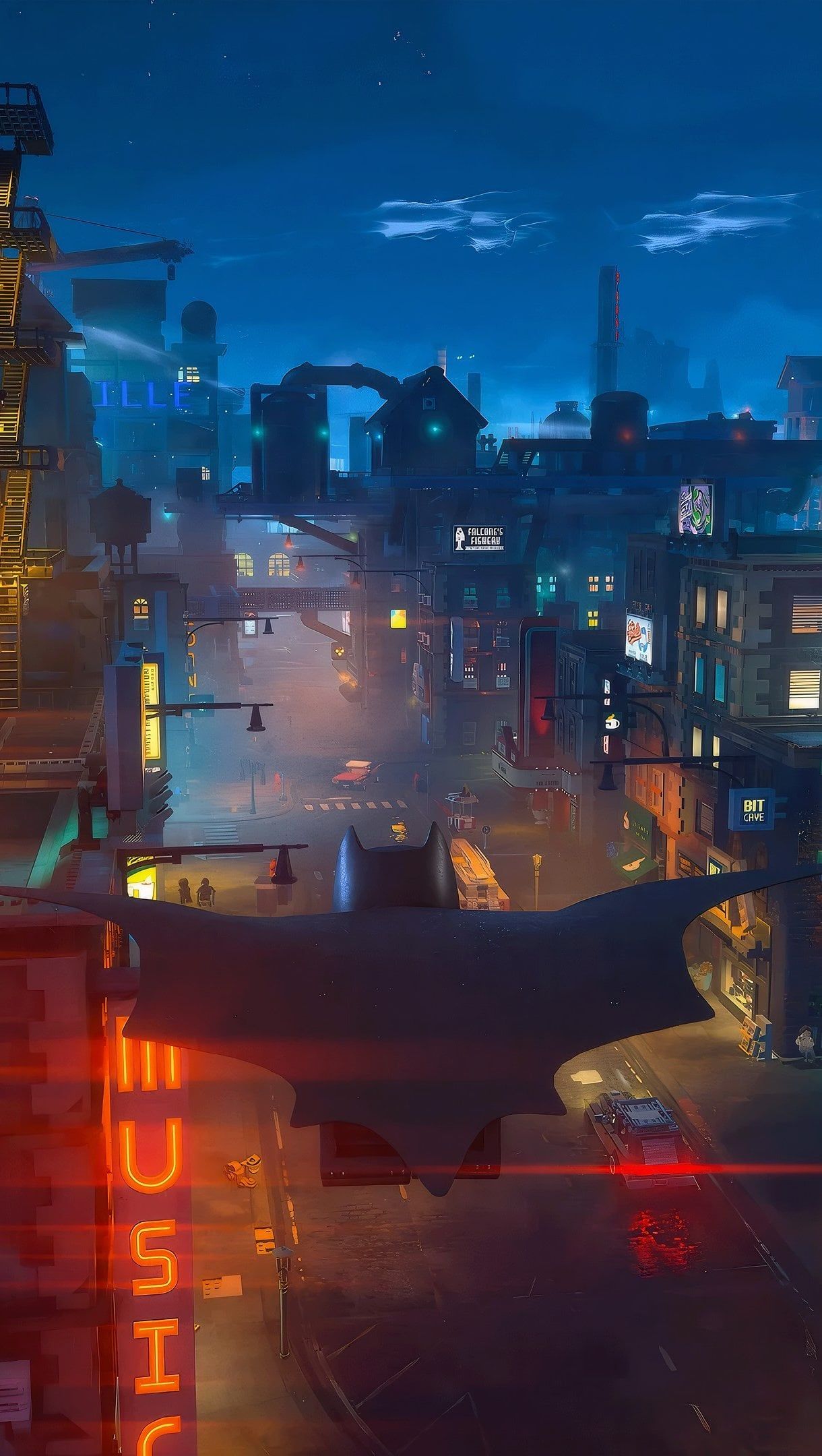 1220x2160 Batman Flying in LEGO Batman: Legacy of the Dark Knight Wallpaper 4K for iPhone and Mobile Phone