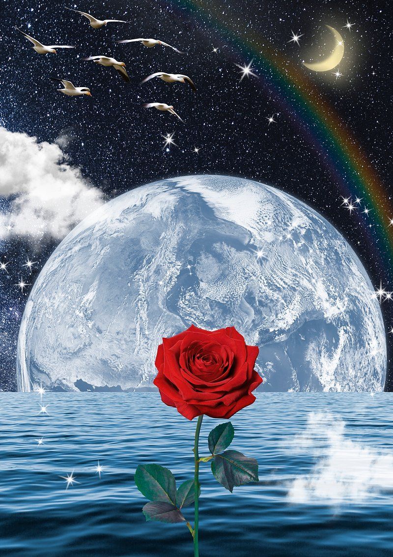 800x1132 Surreal ocean rose wallpaper, aesthetic