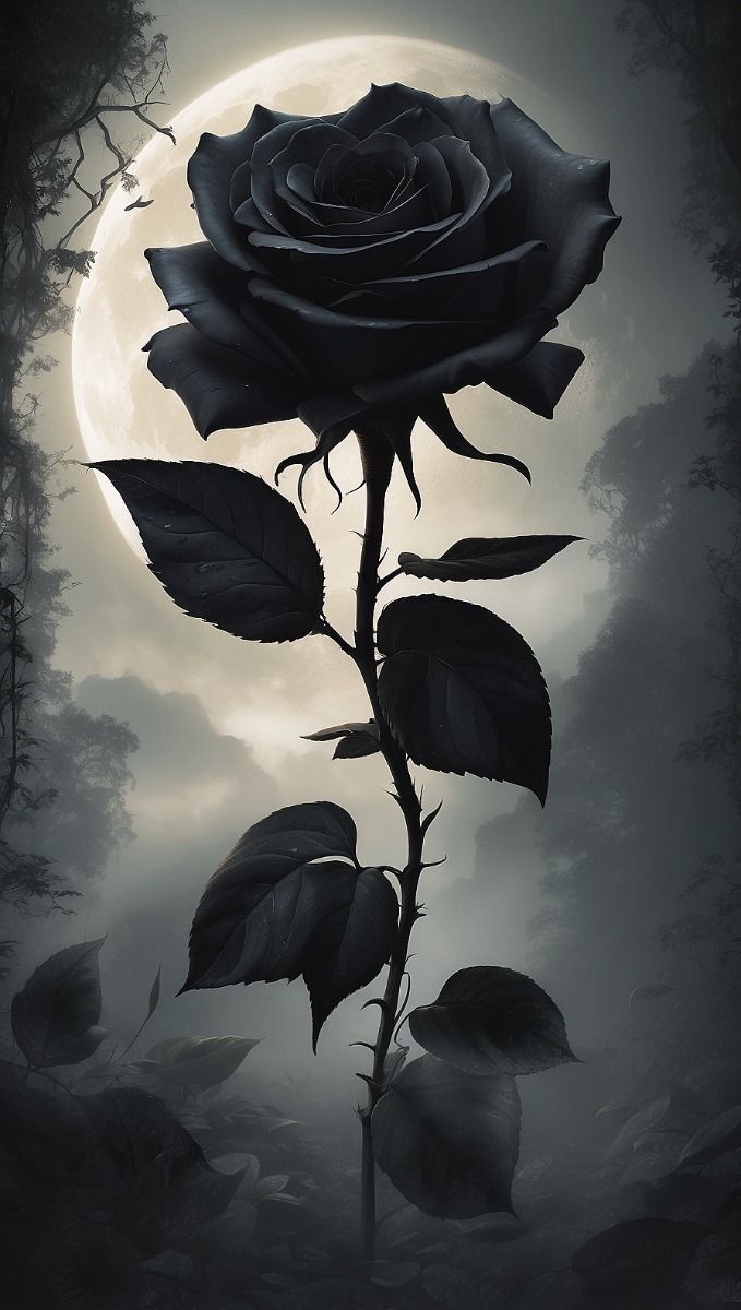679x1200 Black Rose with Moon Background. Rosas pretas, Preto, Flor