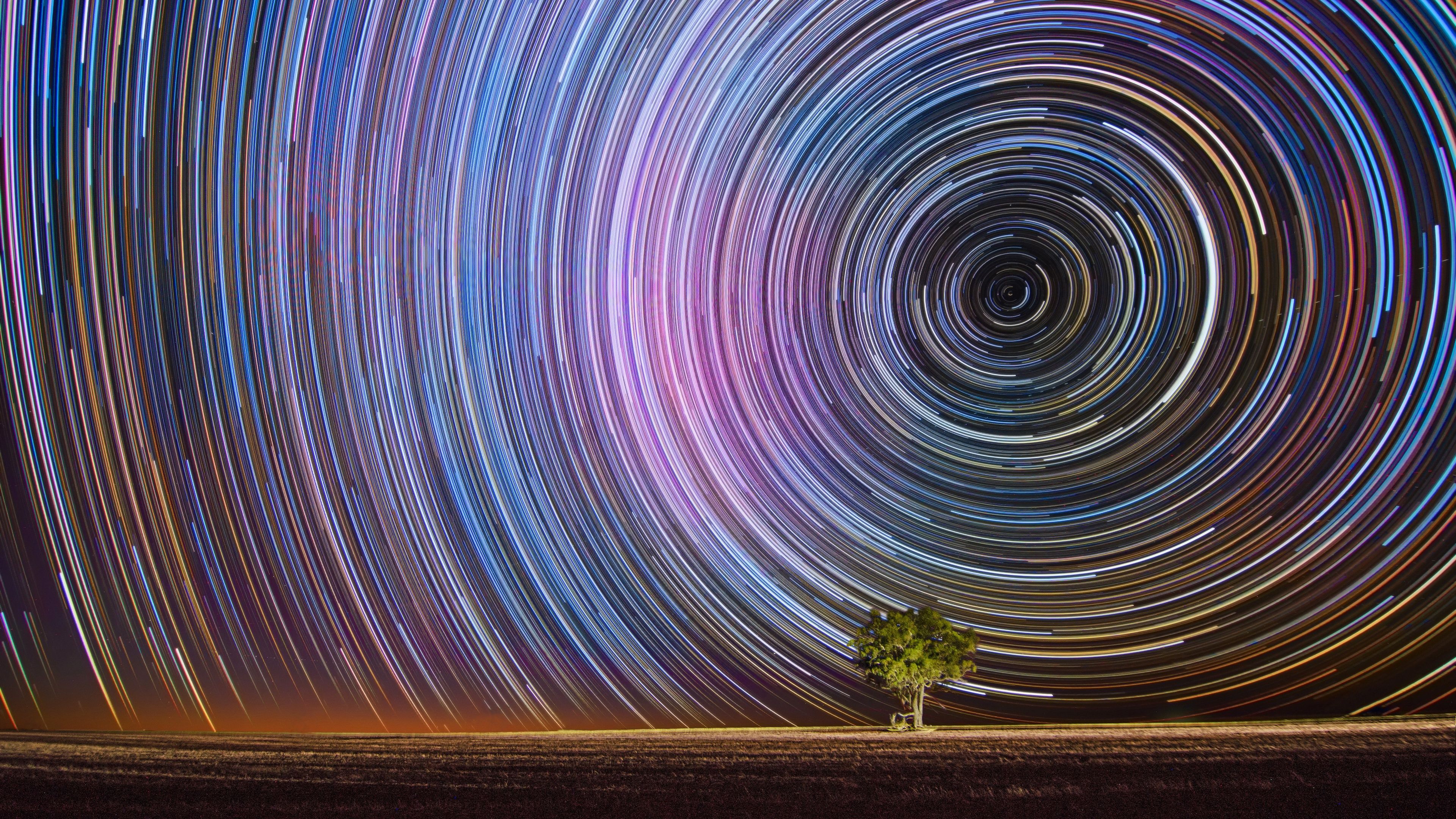 3840x2160 Download Sky Night Nature Star Trail Light Trail 4k Ultra HD Wallpaperx2160