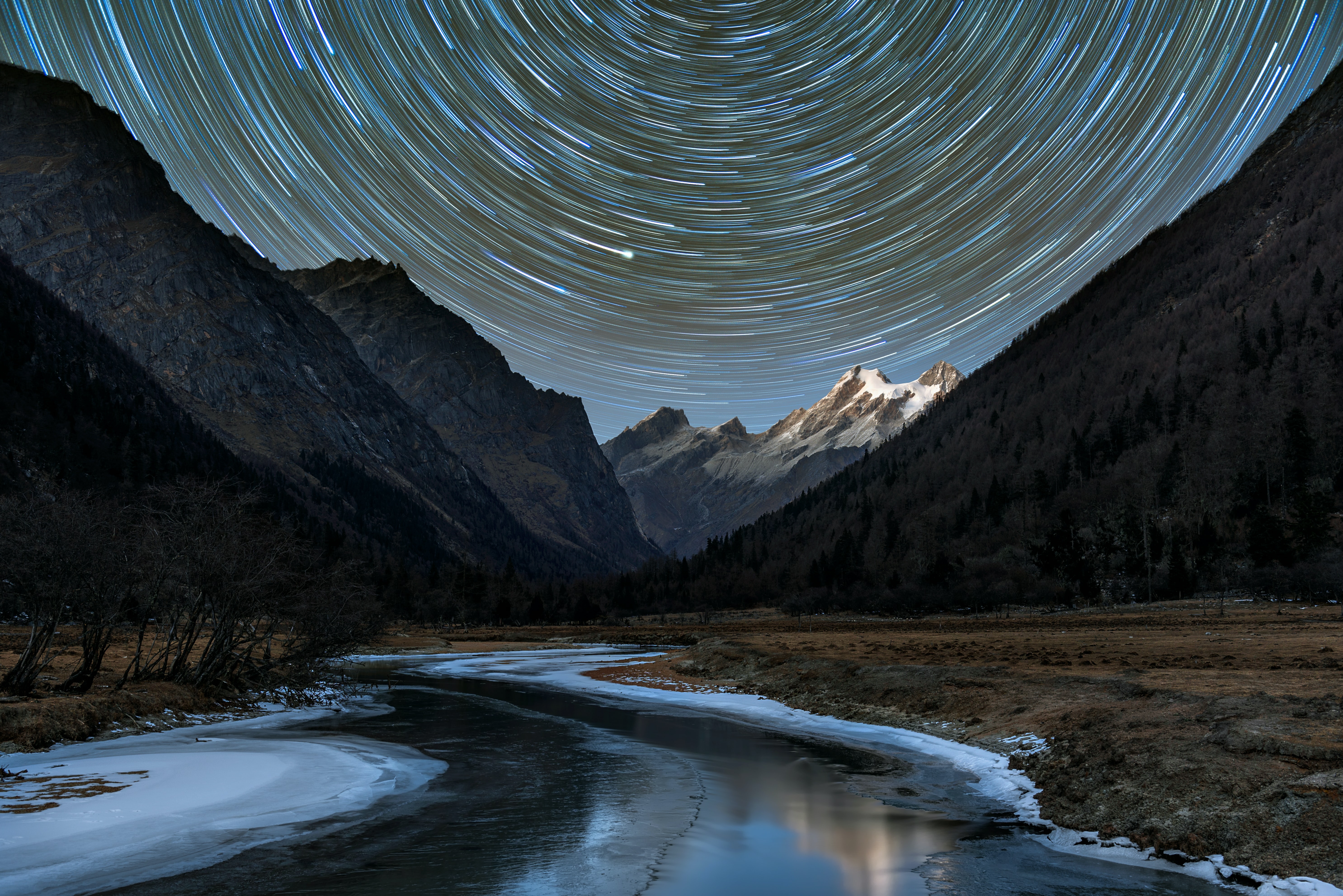 5942x3966 Star Trail 4k Mountain Lake Wallpaper, HD Nature 4K Wallpaper, Image and Background