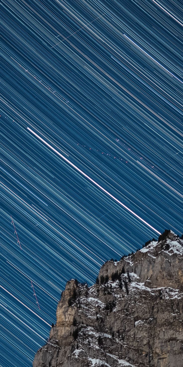736x1472 Star trail, nature, night, swiss alps, 1080x2160 wallpaper