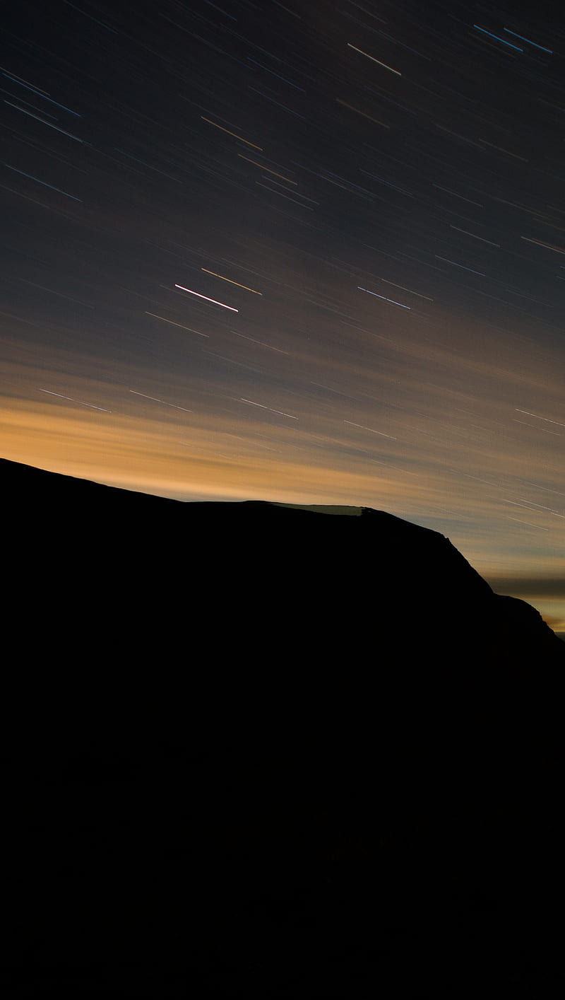 800x1414 Startrails, exposure, landscape, night, sky, stars, sweden, HD phone wallpaper