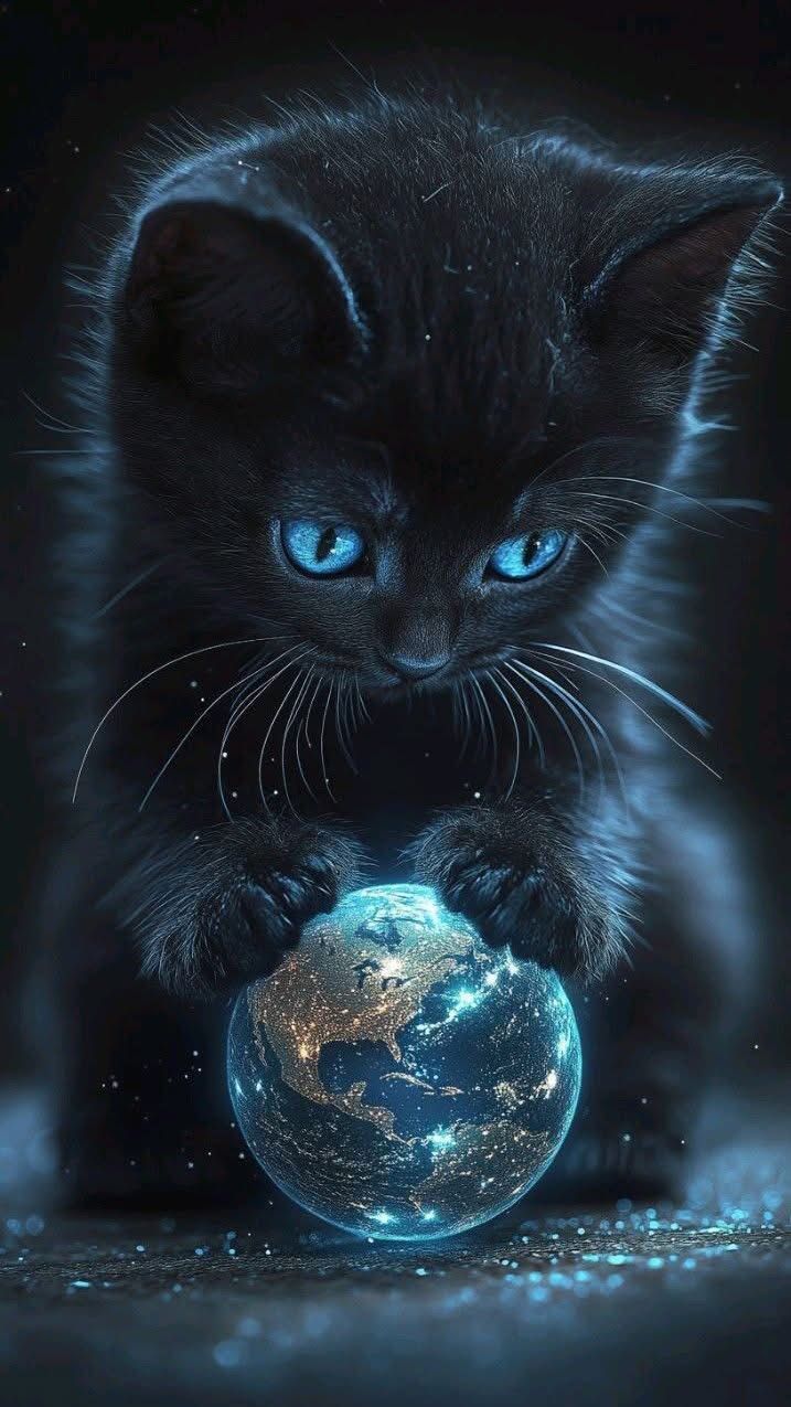 717x1275 Black cat with blue eyes aesthetic. Cute black cats with blue eyes wallpaper, Black cat