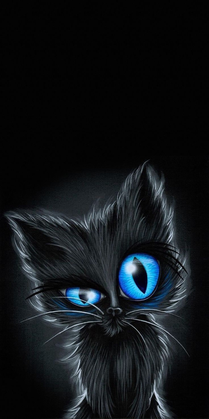 736x1472 Black Cat with Blue Eyes. Black cats wallpaper iphone, Cool cat background, Cool black cat wallpaper