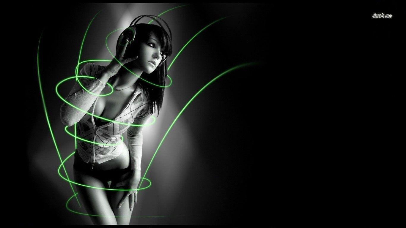 1366x768 Girl listening to music wallpaper wallpaper