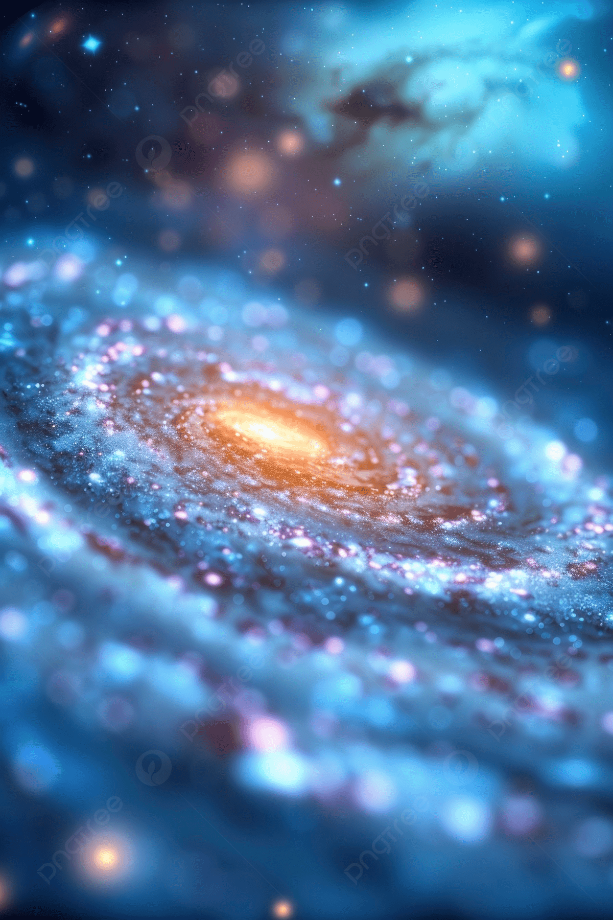 1200x1800 A Spiral Galaxy In Deep Space With The Center Of Its Middle Being Orange And Blue There Are Also Some Yellow Stars Scattered Around It Background Has Dark Colors Photo And Picture