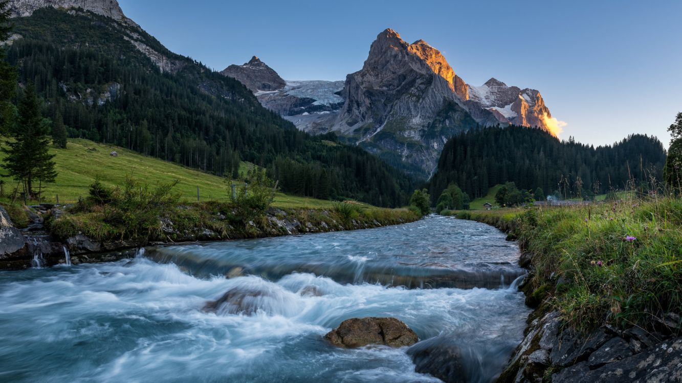 1333x750 Wallpaper Mountain, Rosenlaui Glacier, Schilthorn, Eiger, Reichenbachtal, Background Free Image