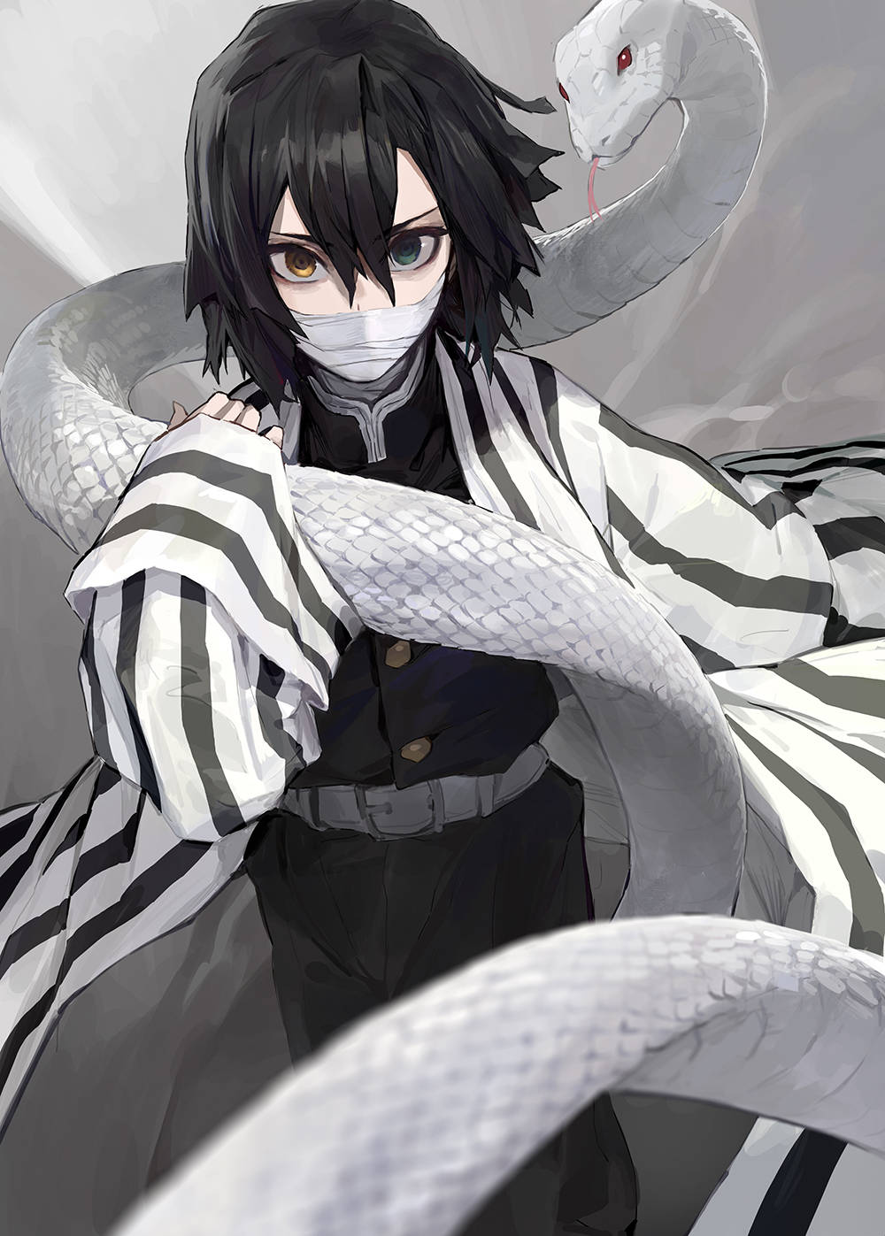 1000x1397 Obanai Iguro With Snake Kaburamaru Wallpaper