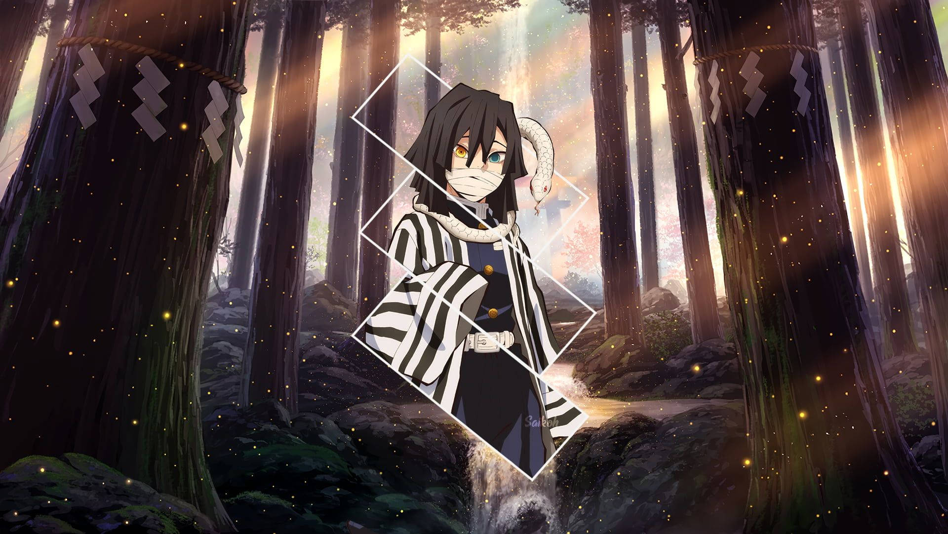 1920x1082 Download free Aesthetic Obanai Iguro Sparkly Forest Wallpaper