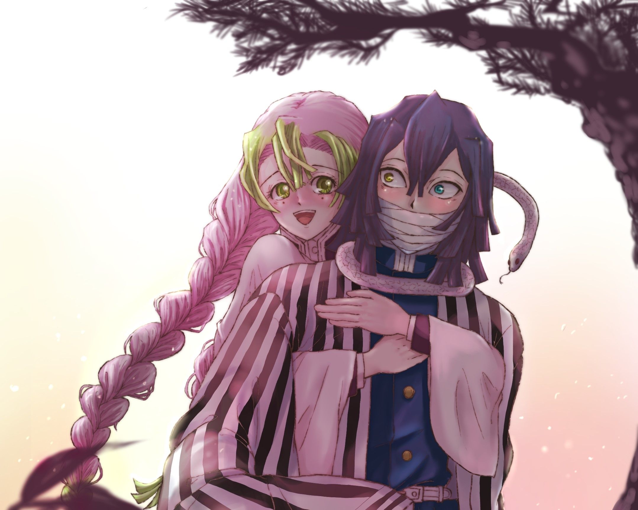 2157x1726 Mitsuri And Iguro Wallpaper