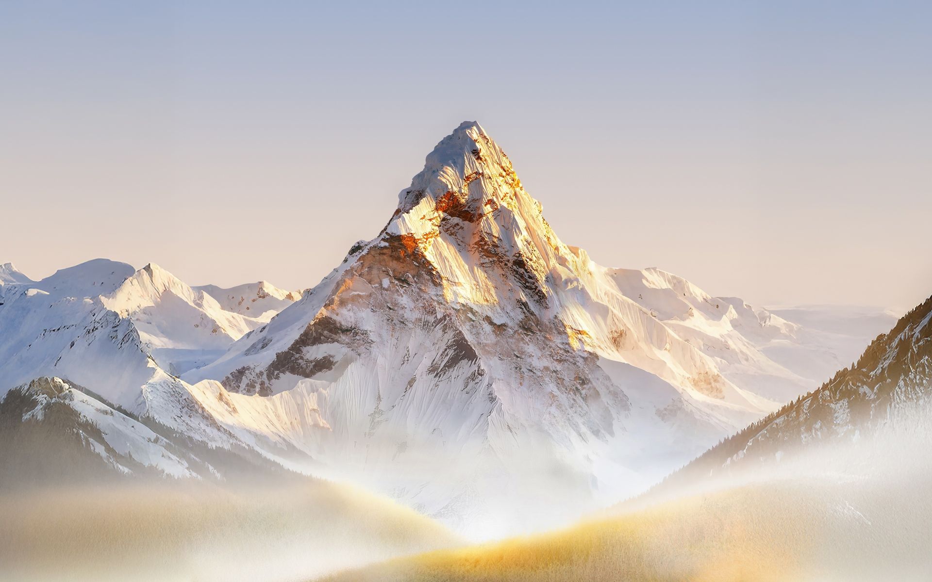 1920x1200 Mountain Landscape Wallpaper 4K, Foggy, Snow, 5K, Stock, Daytime