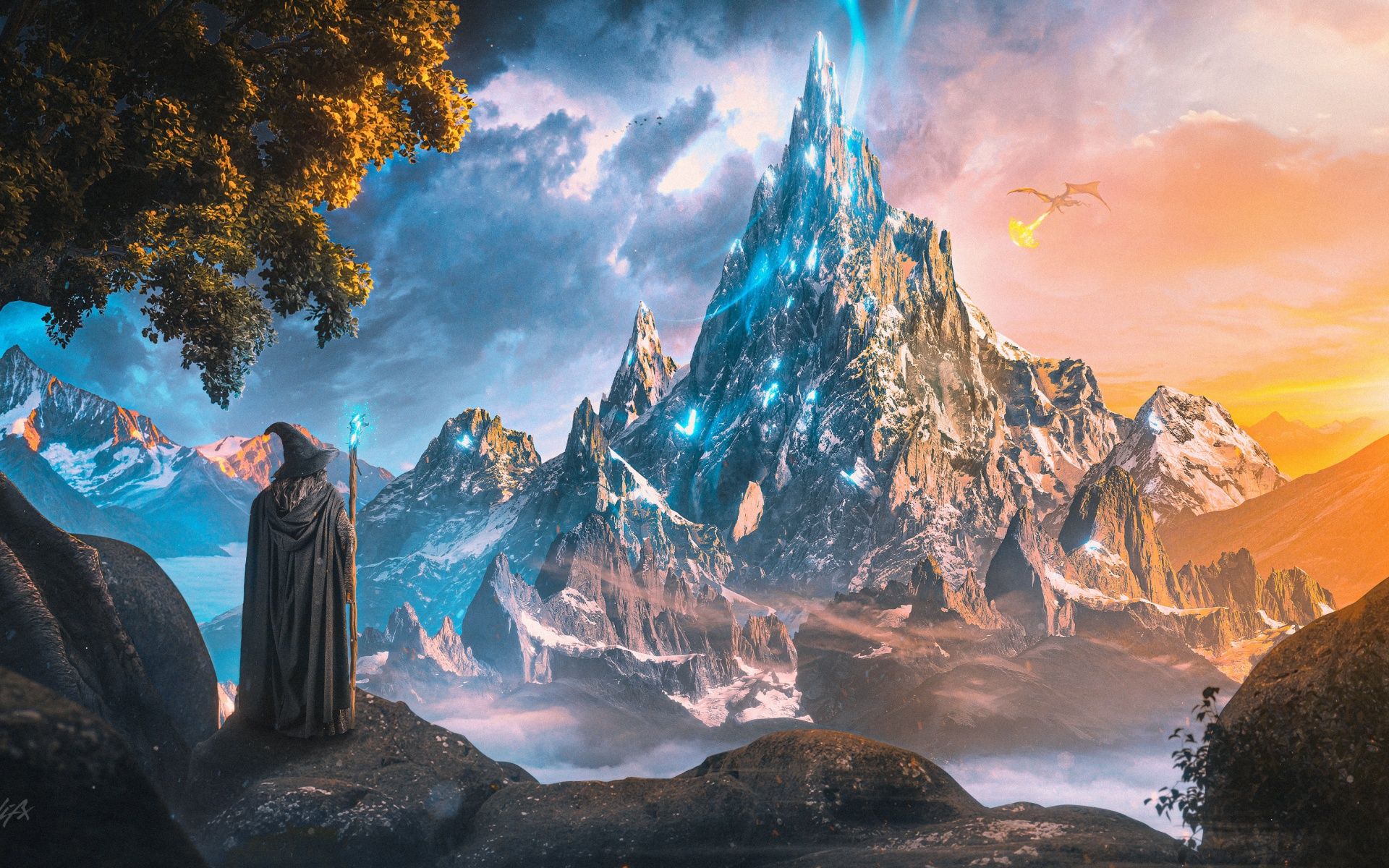 1920x1200 Mountain Wallpaper 4K, Fantasy artwork, Ultrawide