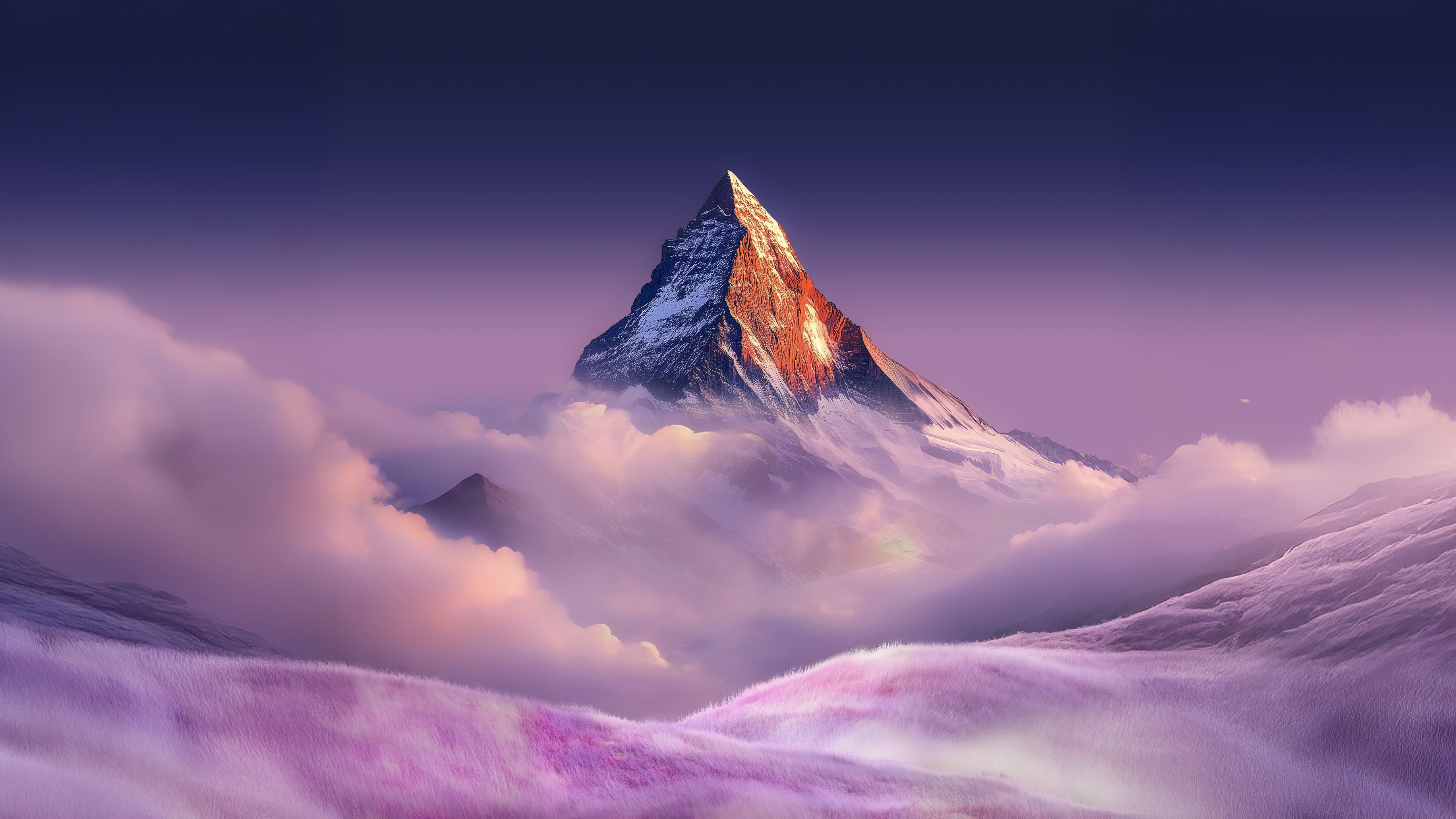 5120x2880 Mountain Peak Wallpaper 4K, Landscape, Purple aesthetic