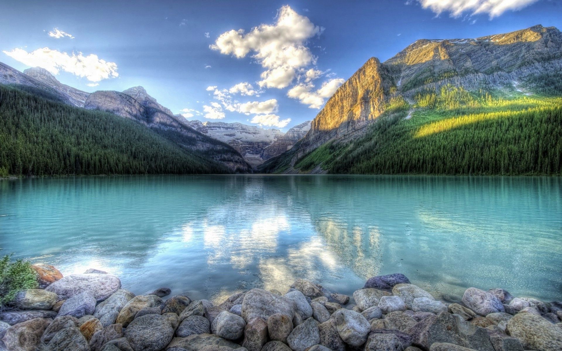1920x1200 mountain, Lake, Forest, Rock, Landscape, Nature Wallpaper HD / Desktop and Mobile Background