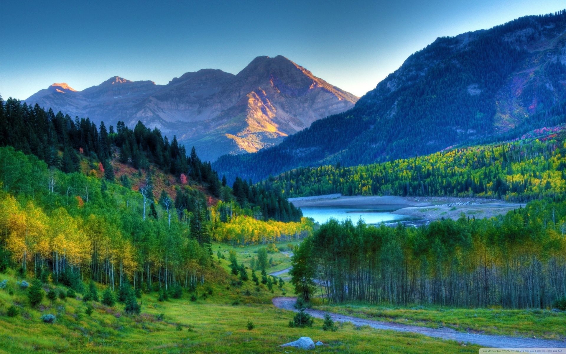 1920x1200 Wallpaper landscape, table, Wallpaper, mountain, autumn, the desktop for mobile and desktop, section пейзажи, resolution 1920x1200