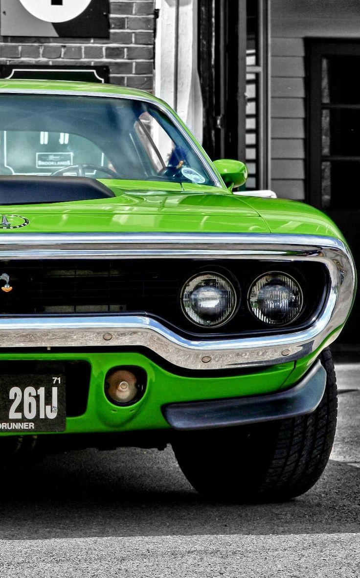 736x1181 Classic Green Ford Mustang GT. Vintage plymouth car with spoiler, Gtx car, Plymouth neon 1996
