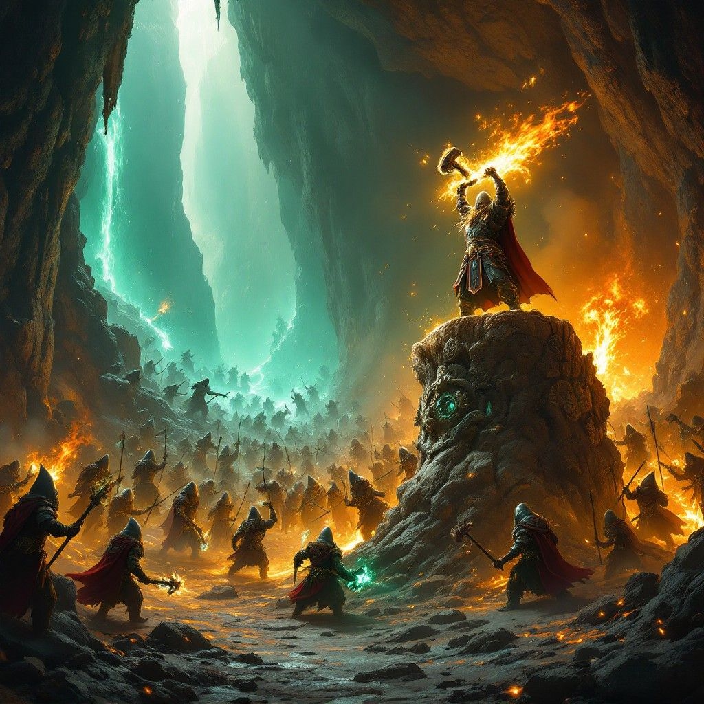 1024x1024 Download Epic Fantasy Battle Image, Fantasy, Warriors
