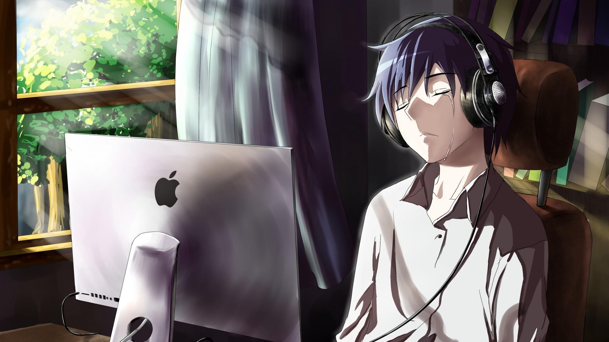 2048x1152 Best Anime Boys Listening To Music Wallpaper
