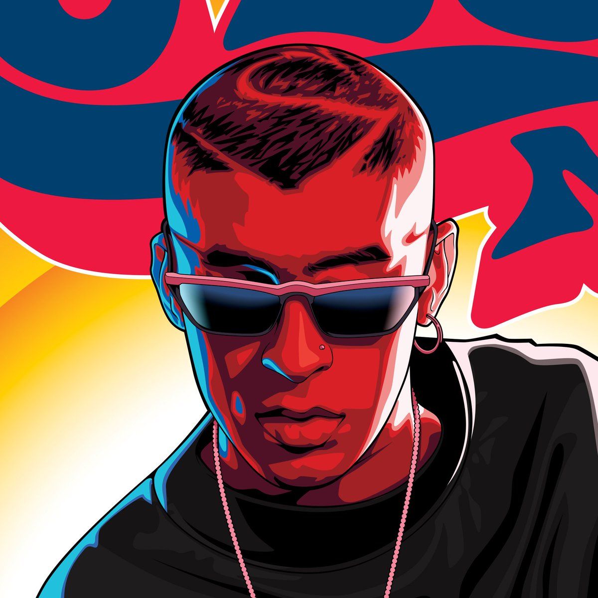 1200x1200 Poster artwork that I created to commemorate Bad Bunny at the Pechanga Arena San Diego on November 2019. [ 2019 Mel Marcelo Art 79 ] #melmarceloart #wacom #vectorart #Adobeillustrator #badbunny #rockposter #rabbitart #bunnyart